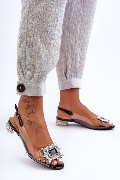 Transparent Sandals with Decorations Black SBarski MR1037-05