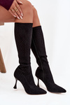 Women's High Heel Boots with Embellishment D&A JC52-883 Black