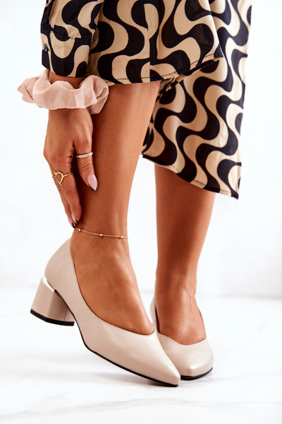 Leather Pumps Toe In Spitz Beige Marilyn