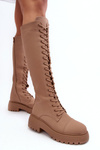Lace-Up Insulated Ankle Boots Dark Beige Bergdis