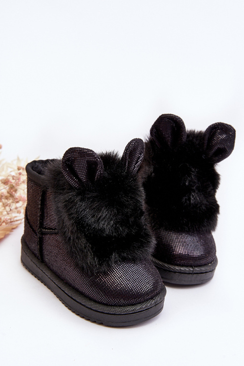 Children's Snow Boots with Furry Ears Black Betty