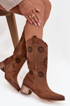 Open Women's Boots Made of Natural Suede on Block Zazoo 3793 Brown