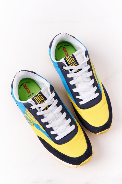 Buty Sportowe Memory Foam Big Star Żółto-Niebieskie HH274525