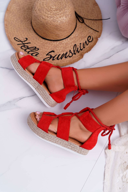 Women's Platform Sandals Suede Red Ergola