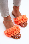 Flat Women's Slippers with Fringes Orange Rialle