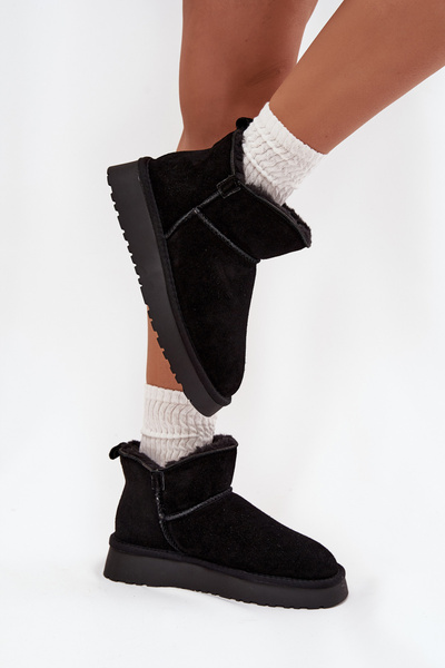 Snow boots made of natural suede lined with fur Vinceza 97961 Black