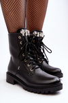 Leather Women's Boots Workery With Decoration Zazoo 1757 Black