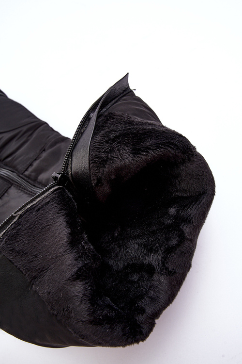 Women's Snow Boots Fur-Lined Ankle Boots Black Big Star MM274332