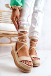 Suede Sandals Espadrilles On the Wedge Beige Shanny