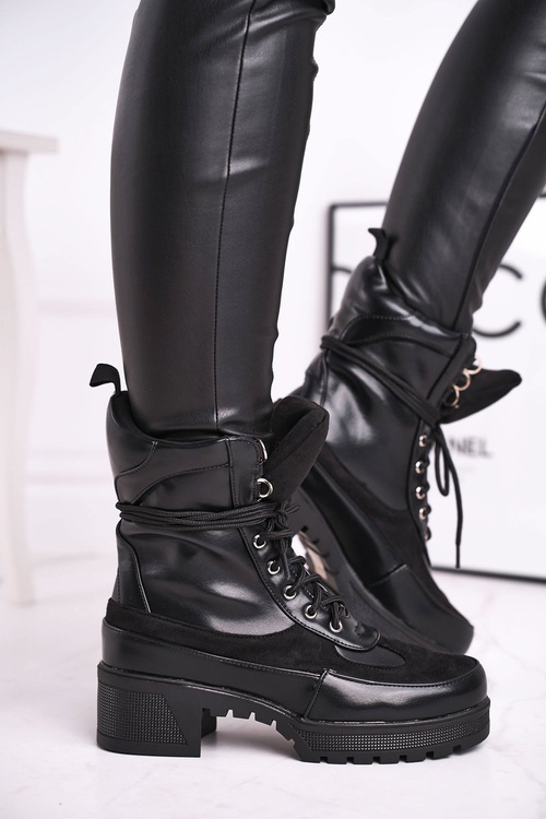 Women's High Lace-up Boots Black Ridley