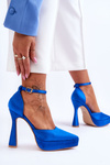 Fashionable Pumps On A Wide High Heel Blue Madness