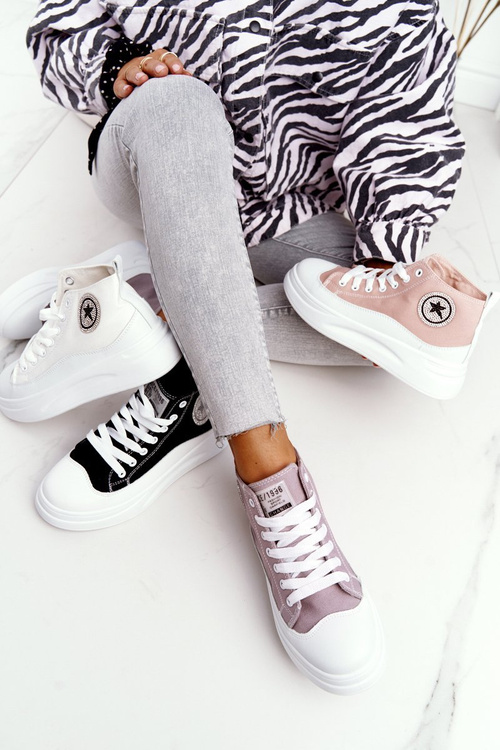 Women's High Sneakers On A Platform Black Nice Girl