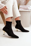 Women's Stiletto Boots Eco Suede With Pointed Toes Black Irithare