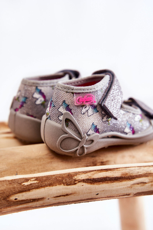 Sandals With Velcro Unicorn Befado 342P044 Grey