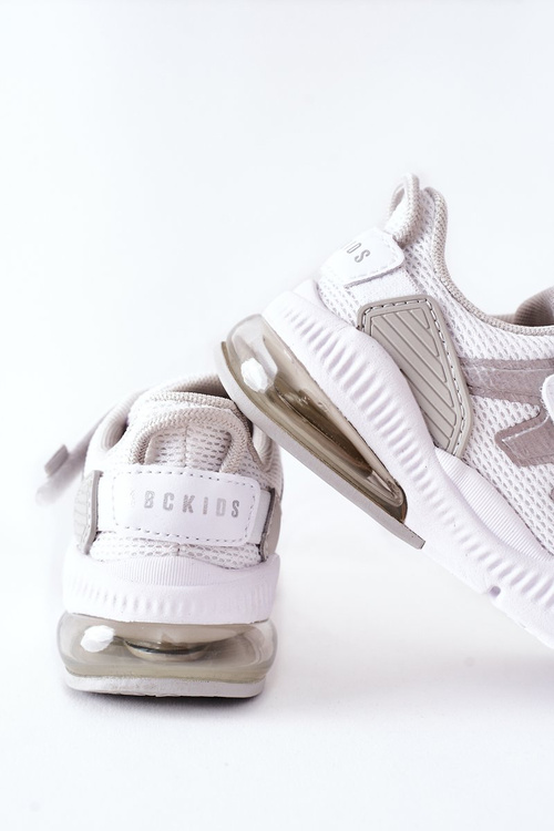 Dziecięce Sportowe Buty Na Rzep ABCKIDS Biało-Srebrne
