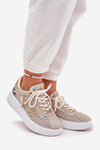 Women's Sports Shoes With Mesh And Studs Beige Ogalda