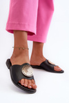 Women's Flat Heel Sandals with Decoration Black Rivashea