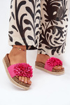 Womens platform sandals with decorative flowers fuchsia Tessara