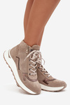 Women's Sports Ankle Boots On Platform Made Of Natural Suede Zazoo Z1239 Beige
