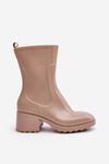 Women's Matte Boots Botki On Heel Beige Bertaida