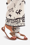 Womens Sandals On Flat Heel With Decoration White Setorina