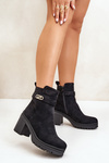 Women's Heeled Boots Eco Suede Insulated Zip Black Laonora