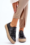 Espadryle Skórzane Pleciona Platforma Czarne Big Star JJ274396 