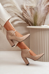 Leather Pumps With Pointed Toes On Heel Beige Laura