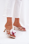 Women's High Heel Slippers With Artificial Flower White Reyi