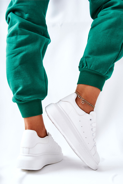 Leather Sneakers On A Platform White Lemmy