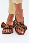 Ladies Slippers With Clear On Cork Sole Leopard Brown Sercele