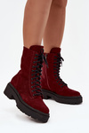 Women's Workery Boots Made of Natural Suede with Heating Zazoo 4213 Bordeaux
