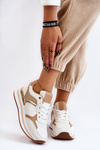 Women's Fashionable Wedge Sports Shoes White-Beige Yuki