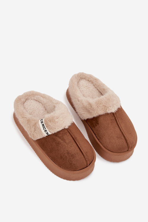 Women's slippers with fur Brown Parisse