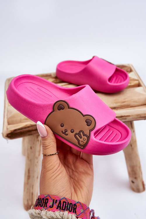 Light Foam Slides With Teddy Bear Fuchsia Todi