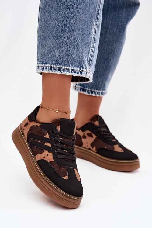 Women's Sneakers On Platform With Patches Black Denissa