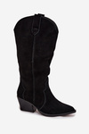 Leather Suede Cowboy Boots Women's Insulated Black Urselle