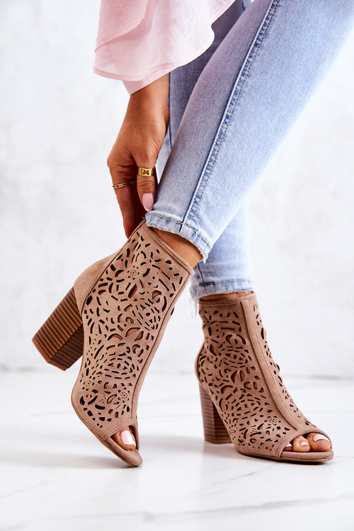 Openwork Boots On A Post Beige Brittany