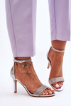Women's Sandals On A High Heel With Rhinestones Silver Perfecto