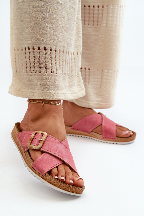 Klapki Wygodne Damskie Z Klamrą Różowe Inblu VO000012