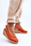 Suede Wedge Sandals Orange Elsie