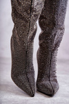 Fashionable Boots On High Heel With Cubic Zirconia black Lovisa
