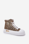 High Women Sneakers With Leopard Print On Platform Brown Laviriona