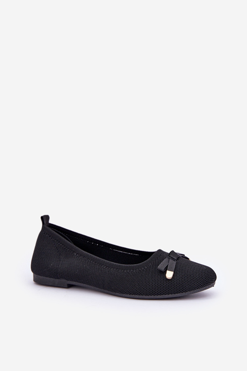 Mesh Ballet Flats With Bow Black Bianila