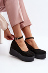 Women's Black Wedge Espadrilles Malla