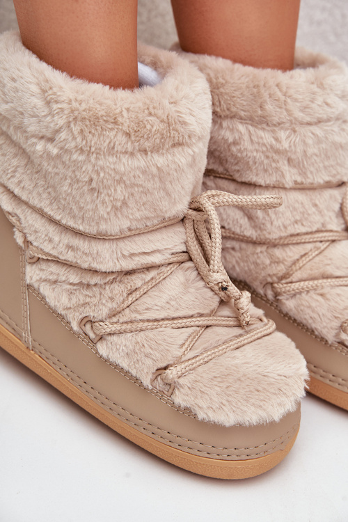 Snow Boots With Fur And Lacing Beige Silvara