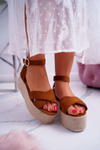 Women's Platform Sandals Linen Camel Dafostre