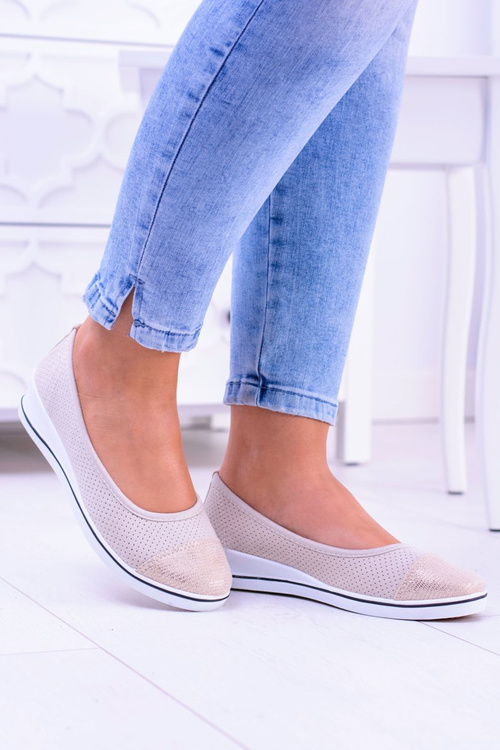 Fabric Beige Ballerinas On Anchor Elleni