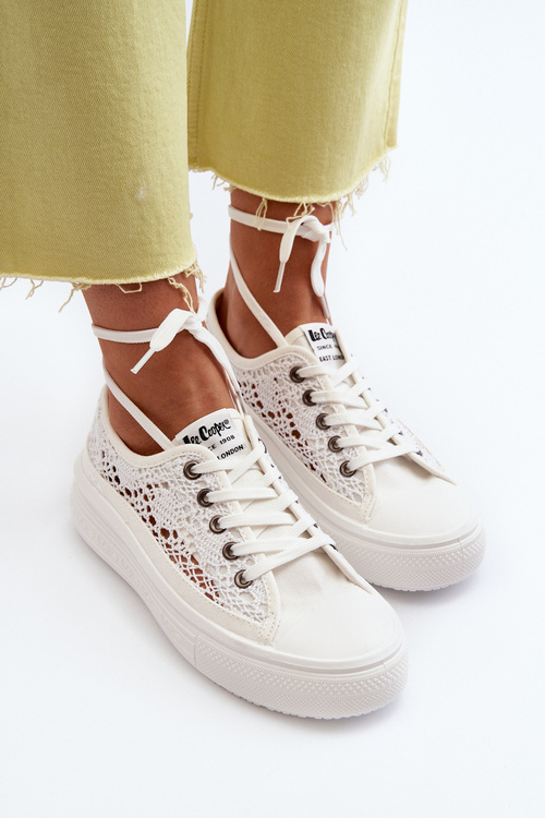 Trampki Damskie Z Koronką Białe Lee Cooper LCW-23-44-1617