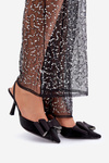 Fabric Heels With Bow Black Selatea
